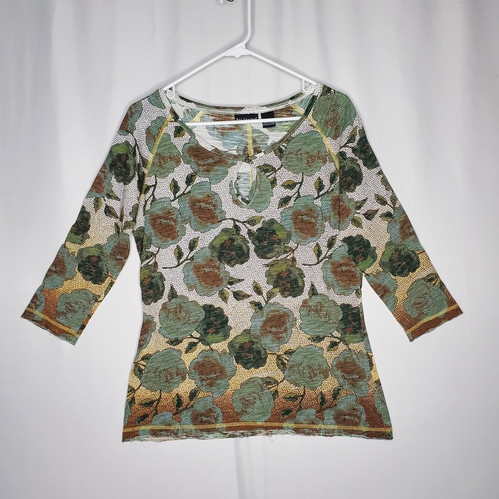 Bay Studio Top Womens Large Floral Fairy Ethereal Forest Keyhole Modal Vtg Y2K‎
